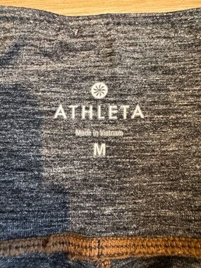 Athleta Heathered Gray Flare Leggings with Brown Accent